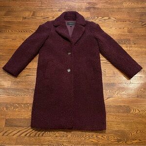 Ann Taylor Deep Burgundy Purple Teddy Coat